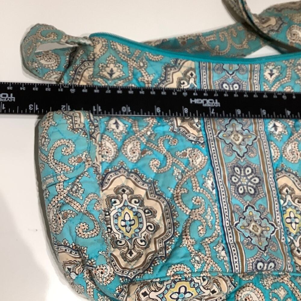 Vera Bradley Blue Beige Paisley Small Purse with Wear on Straps - Boho, Preppy - Picture 7 of 10